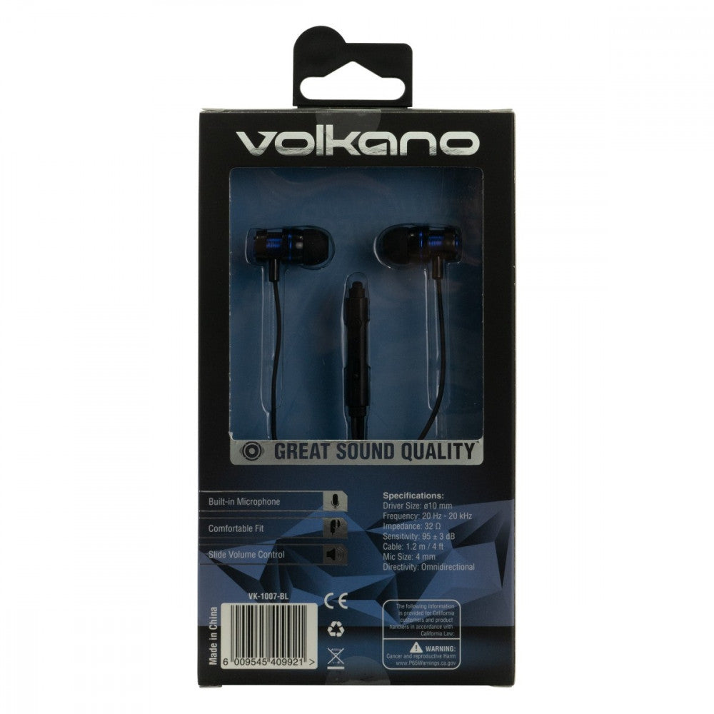 VK-1007-BL Blue Metal Earphones
