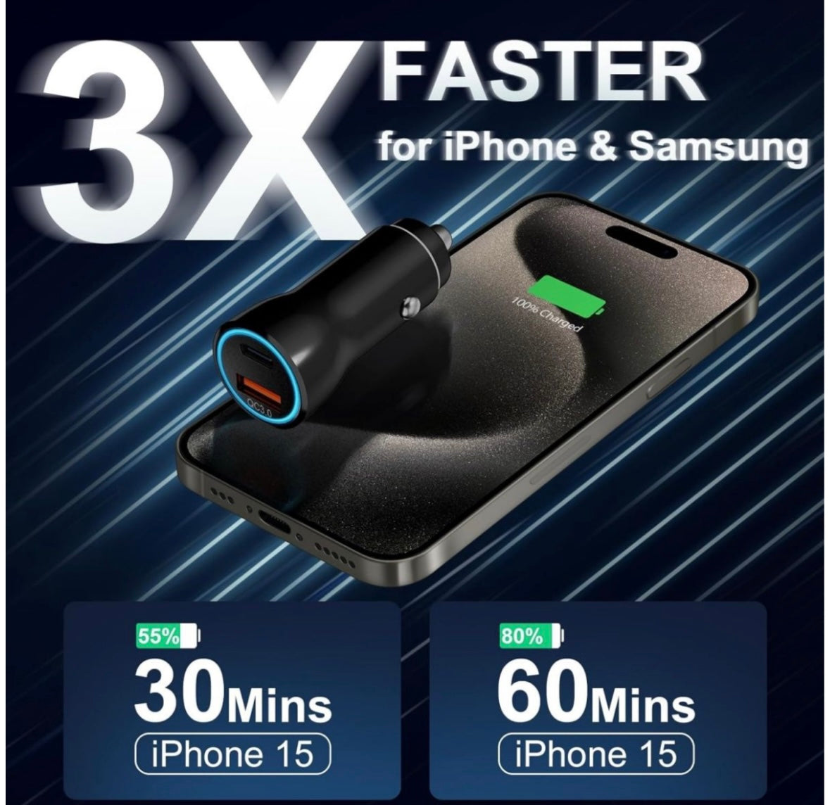 30W Dual Port Car Charger