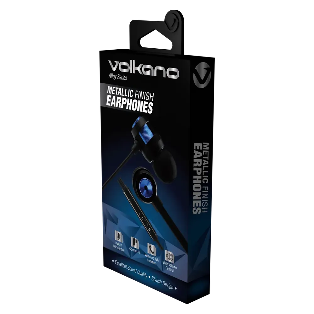VK-1007-BL Blue Metal Earphones