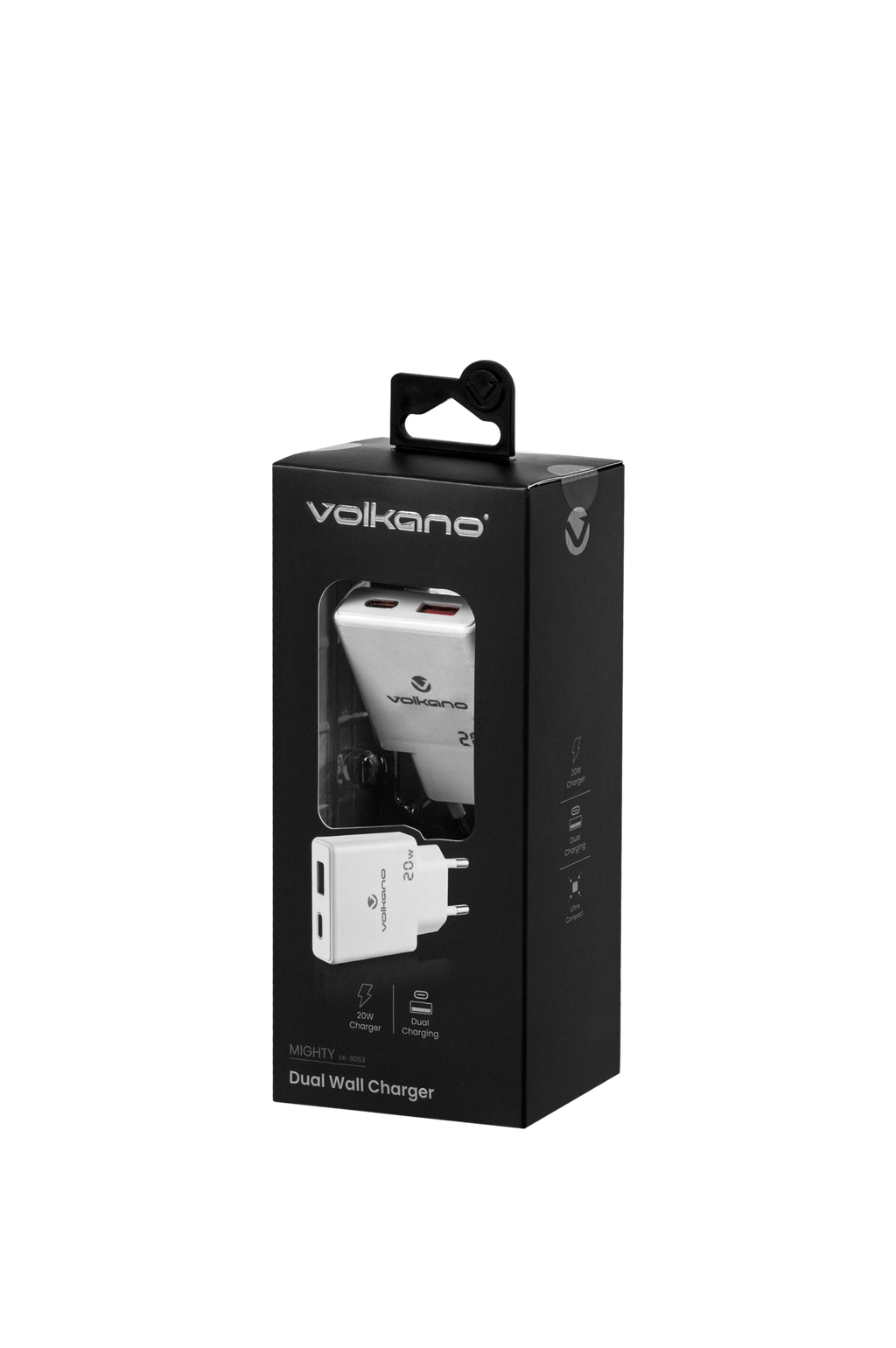 VK-8063-WT 20w Dual USB-C Wall Charger White