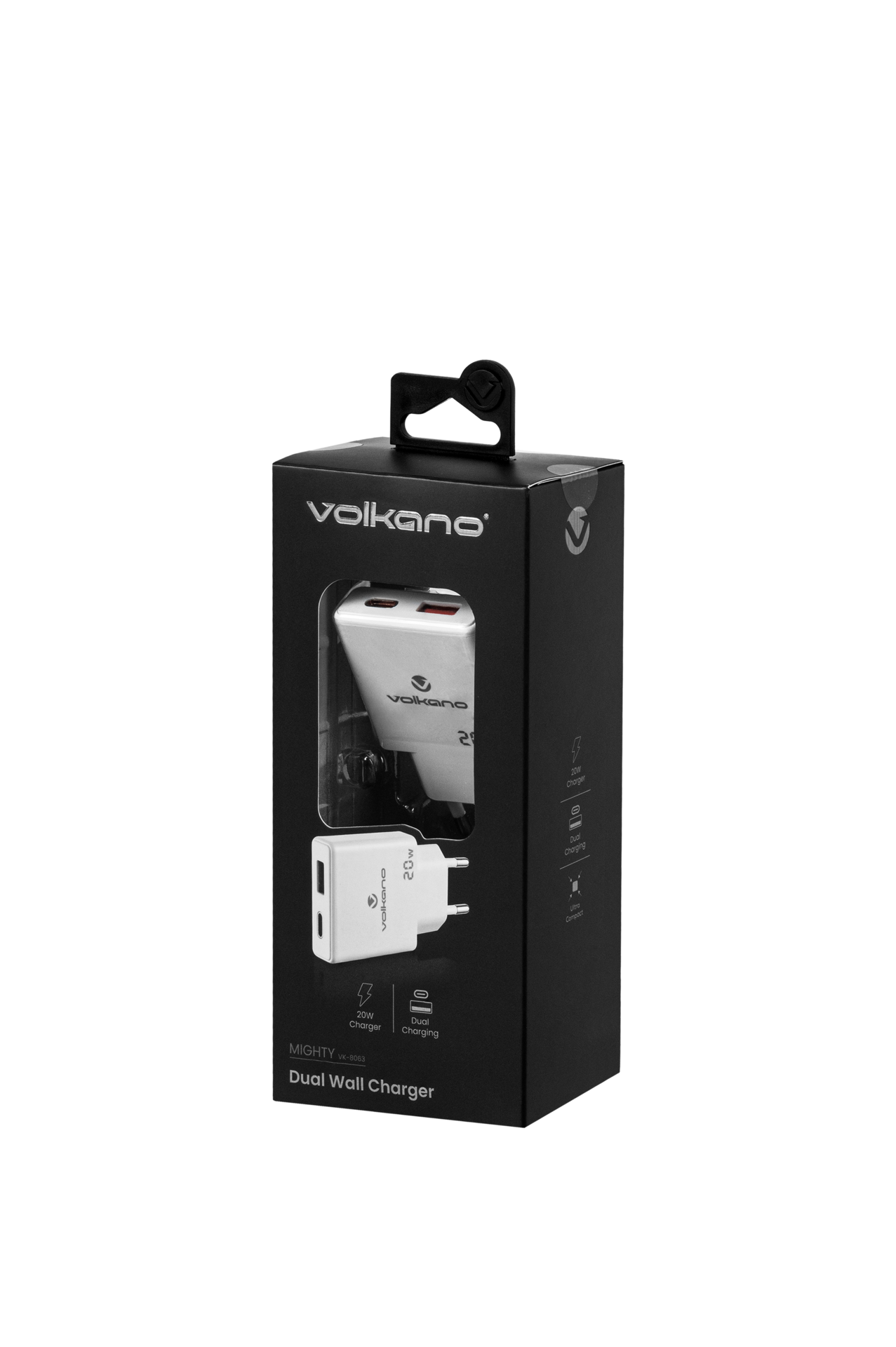 VK-8063-WT 20w Dual USB-C Wall Charger White